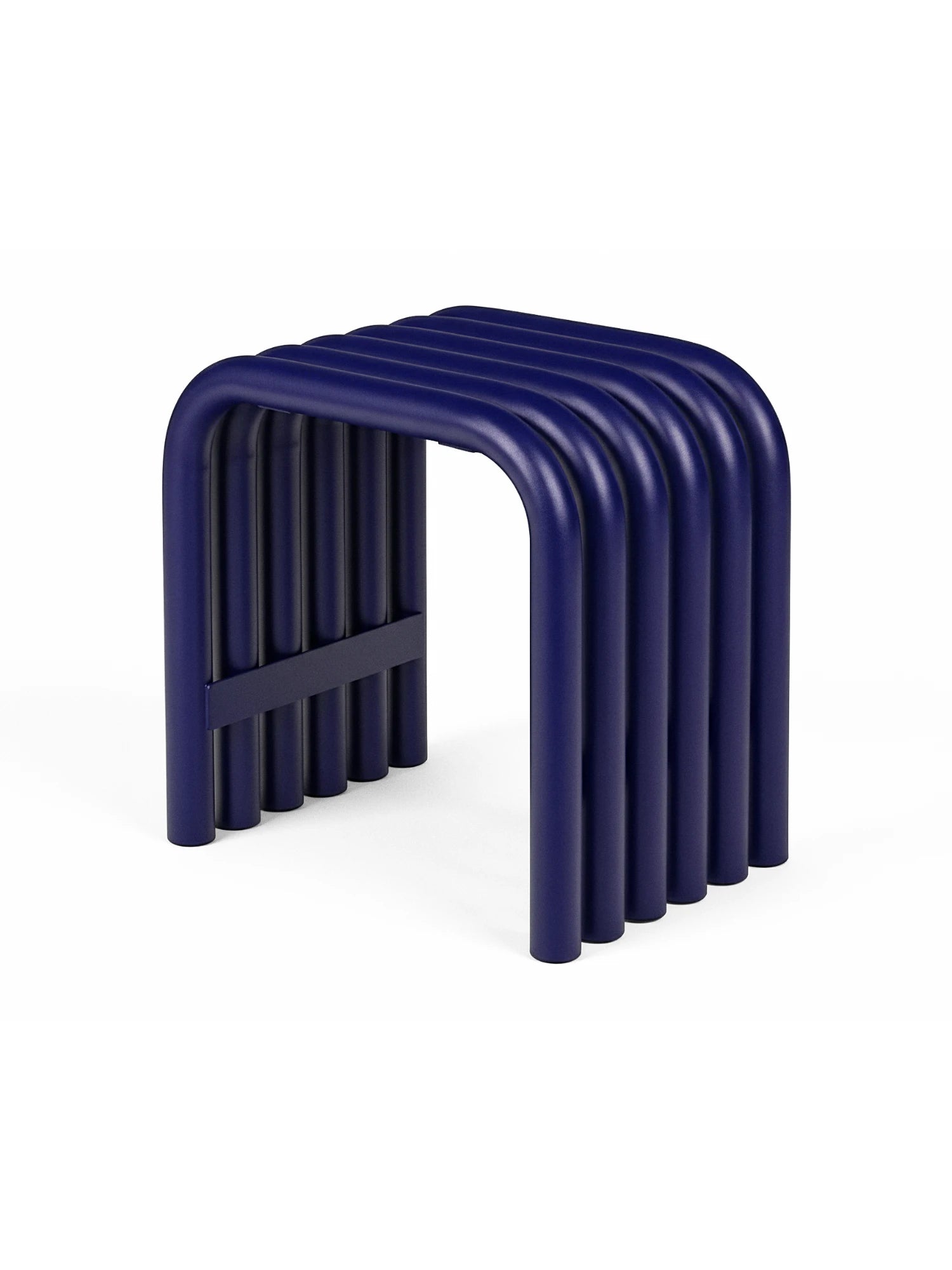 Dark blue stools with a modern design on a white background
