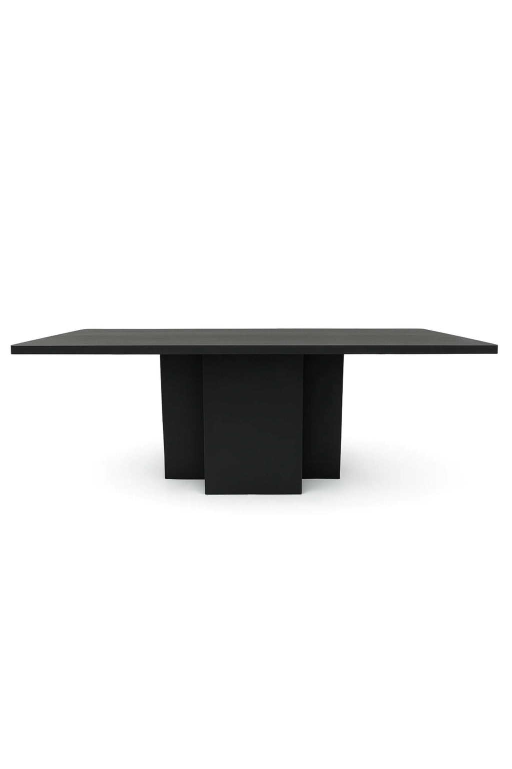 NG DESIGN Object 056 Dining Table, a premium matte black modern dining table with a sleek rectangular top and architecturally inspired block base, shown on a white background. Perfect for contemporary dining spaces.