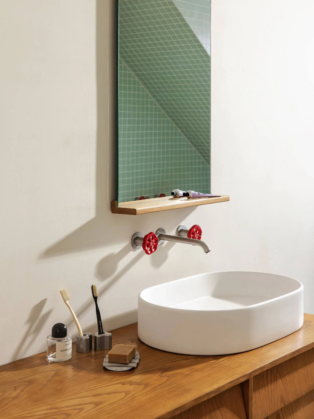 noo.ma Olbi Soap Dish, a modern minimalist grey concrete soap dish featuring a distinctive ridged texture and integrated drainage grooves, crafted from durable stoneware in a sleek rectangular shape. Ideal as a functional and stylish bathroom accessory for contemporary vanities, industrial chic spaces, or Scandinavian-inspired decor.