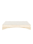 Orbit Bed Karup Design. Wooden bed frame with a white mattress on a white background
