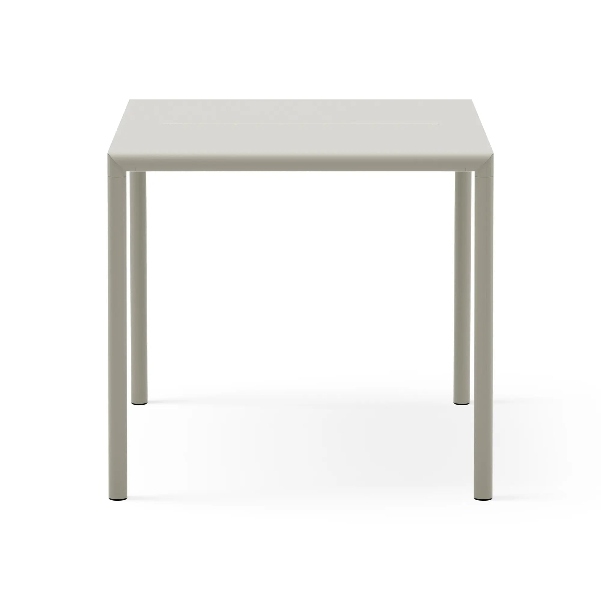 Large rectangular outdoor may table with wooden top and metal frame