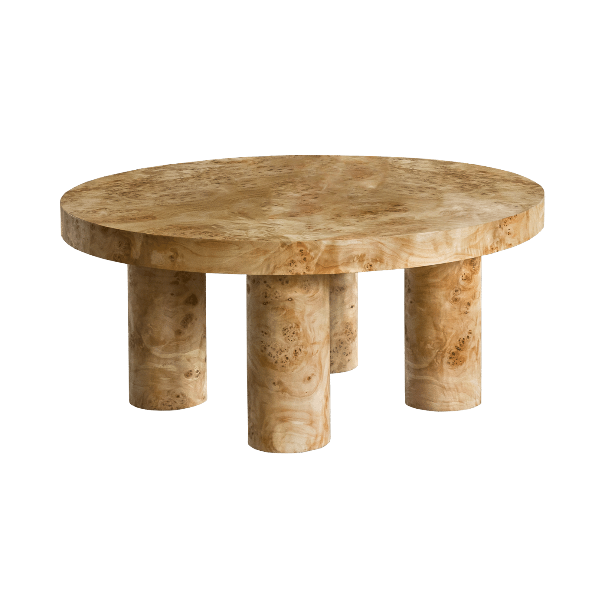 Round Burlwood Coffee Table