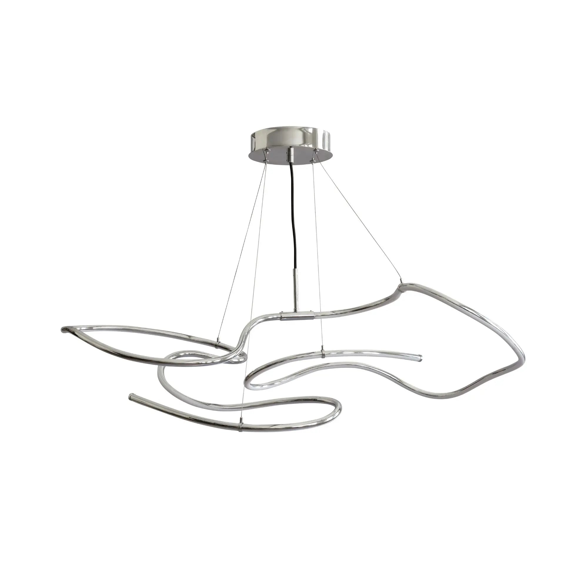 Modern chrome ghost chandelier with crystal accents and sleek design