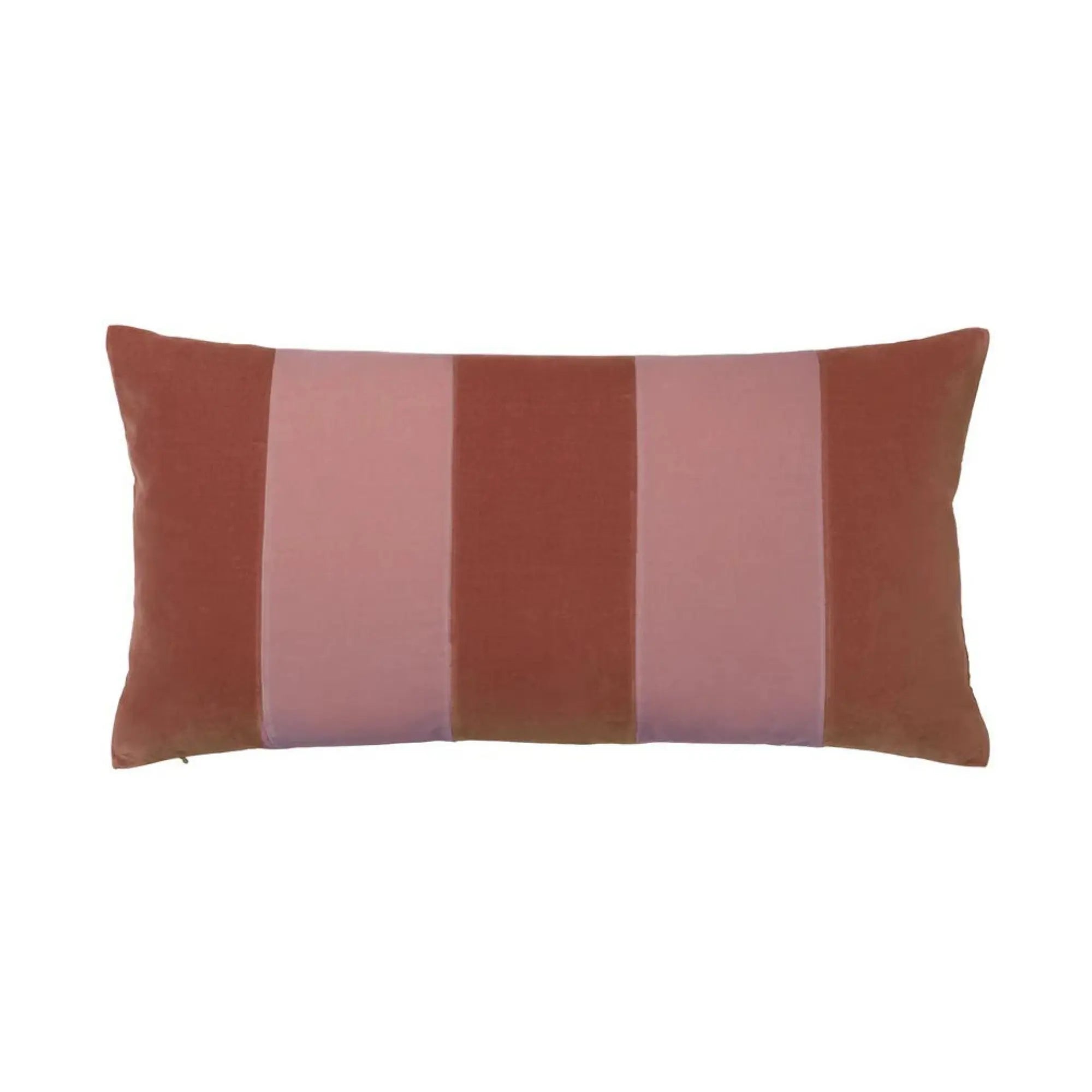 Vibrant and textured stripe cushion in shades of blue and white