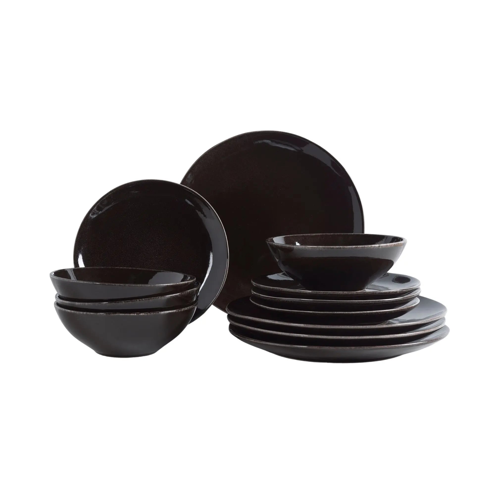Nordic Coal Dinner Set for 4, featuring elegant matte black finish and modern design, perfect for stylish dining experience