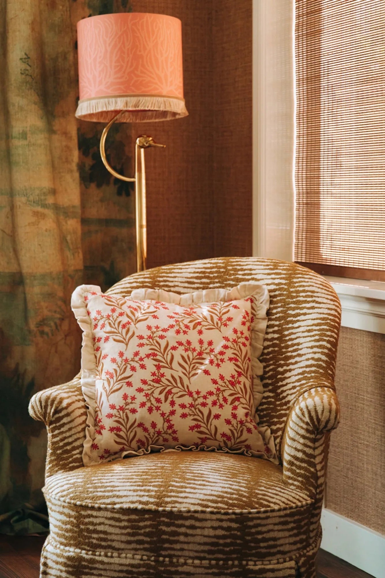  Majestic Audrey Cushion Cover in emerald green with majestic peacock embroidery