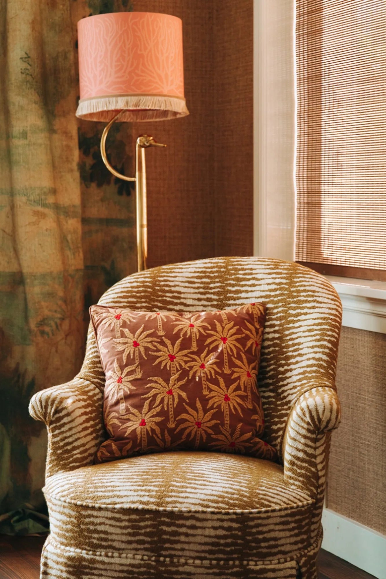  A styled shot of a Laura Cushion featuring a modern geometric design