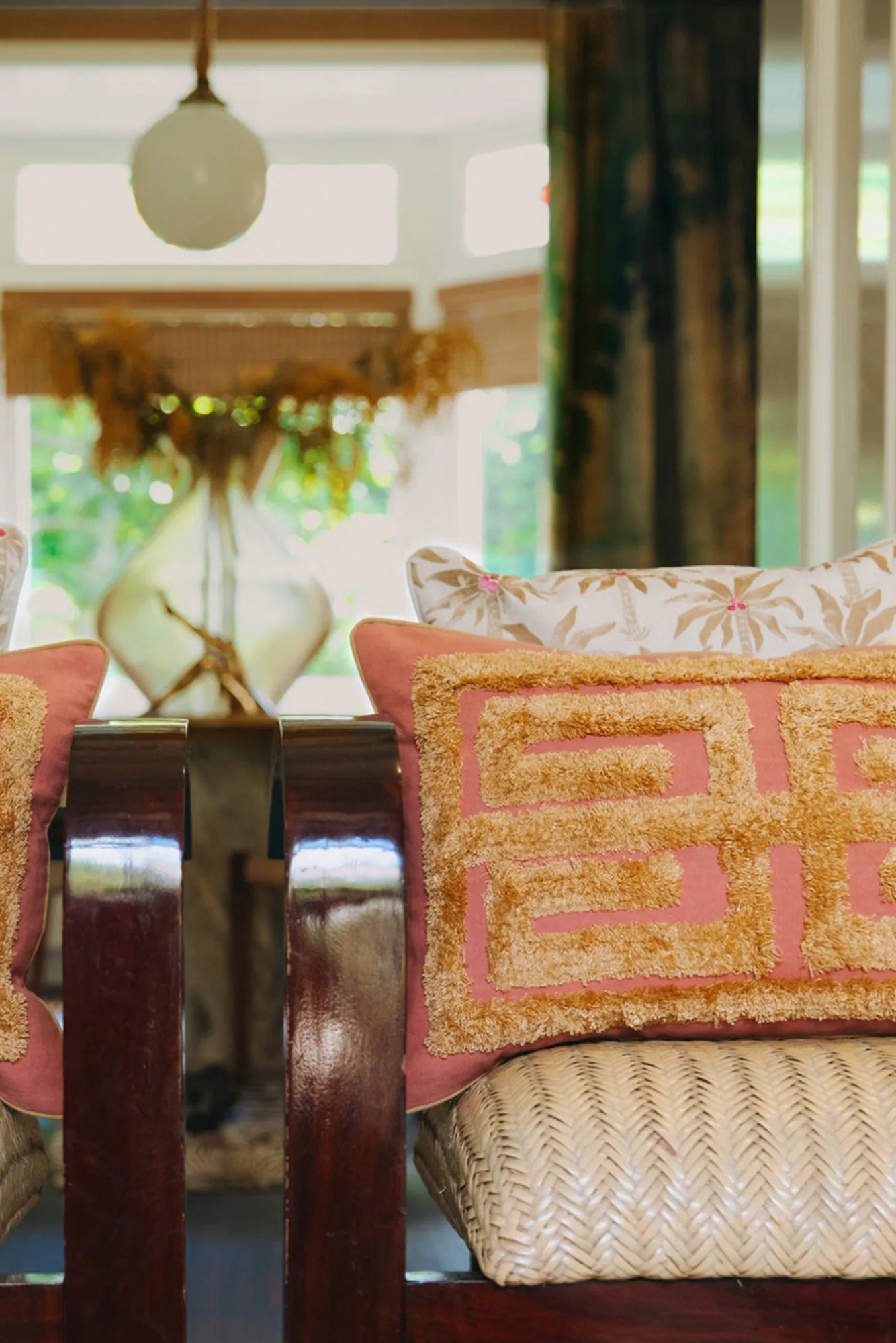 Beautiful handwoven Cleo Cushion Cover in a neutral color with intricate diamond pattern, perfect for adding a touch of elegance to any home decor
