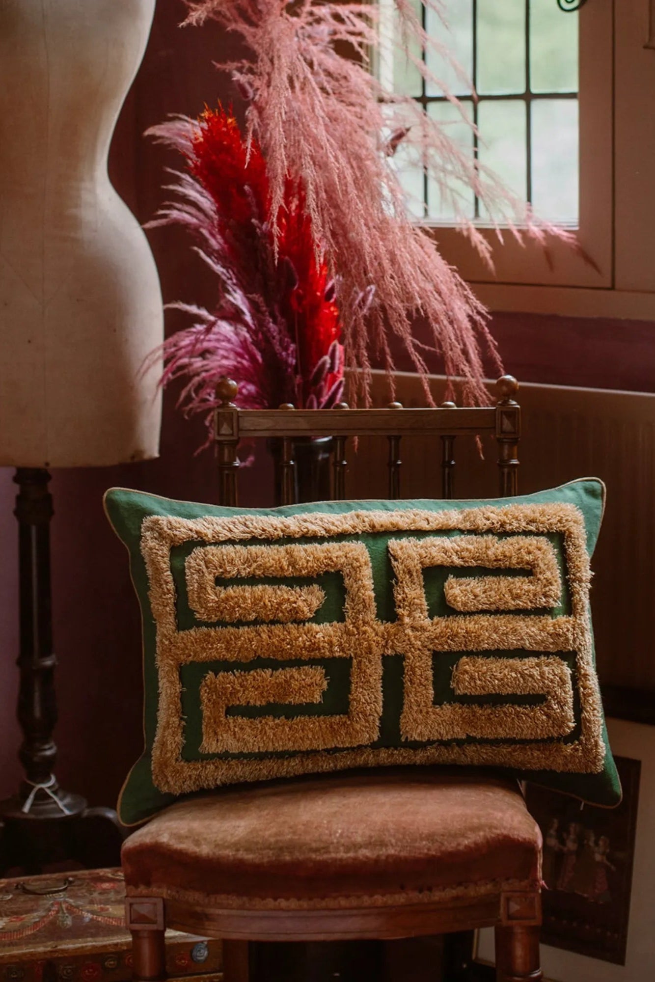 Soft and luxurious Cleo Cushion Cover in beautiful shades of blue and gold, perfect for adding a touch of elegance to any living space