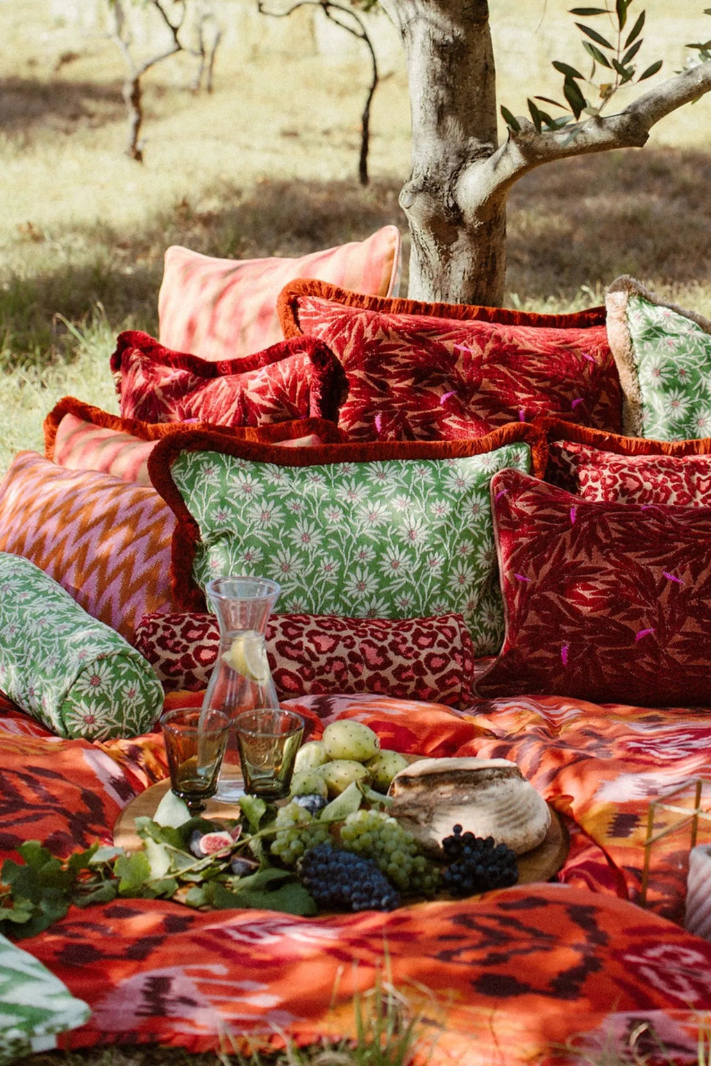 Yoko Bolster Pillow in navy, suitable for bed or couch use