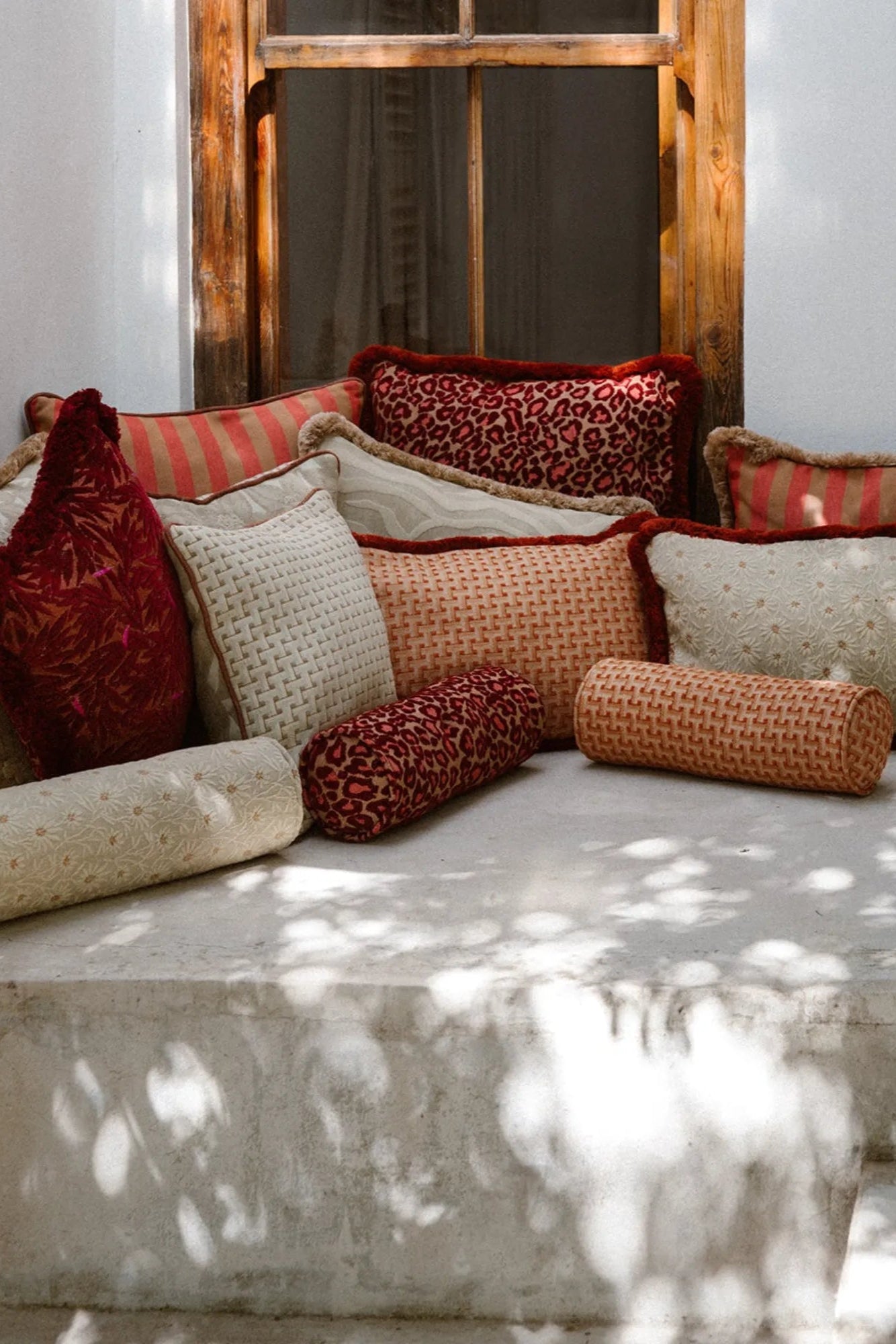 Maya Bolster Pillow in Cream Color for Home Decor