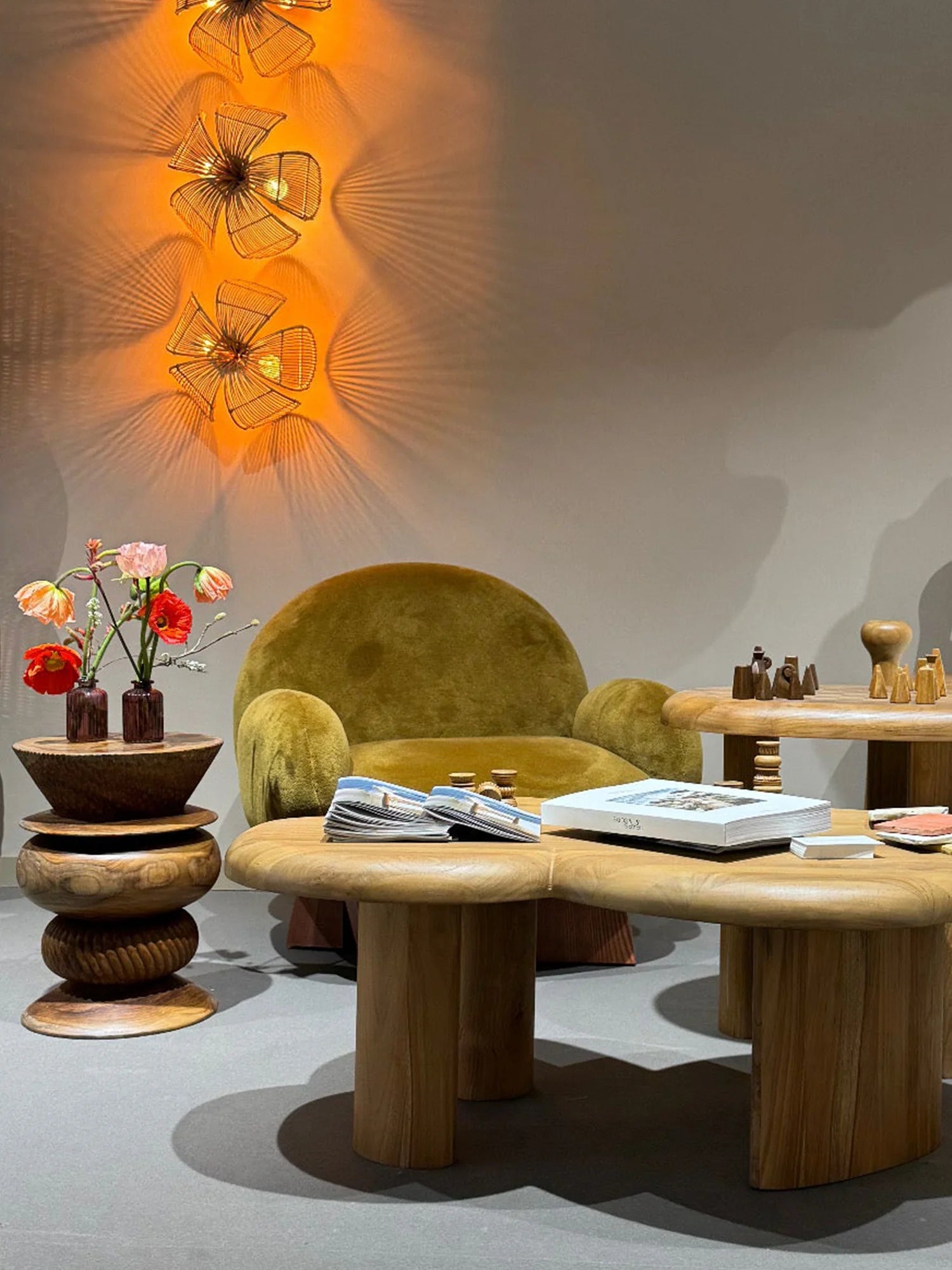 Heaps & Woods Paloma Velvet Lounge Chair, a luxurious olive green velvet armchair with a distinctive organic modern design, featuring a plush, oversized rounded backrest and soft, sculptural armrests. This cozy statement piece, upholstered in rich chartreuse velvet, offers ultimate comfort and contemporary style. Perfect for a chic living room accent or a comfortable reading chair in a modern bedroom.