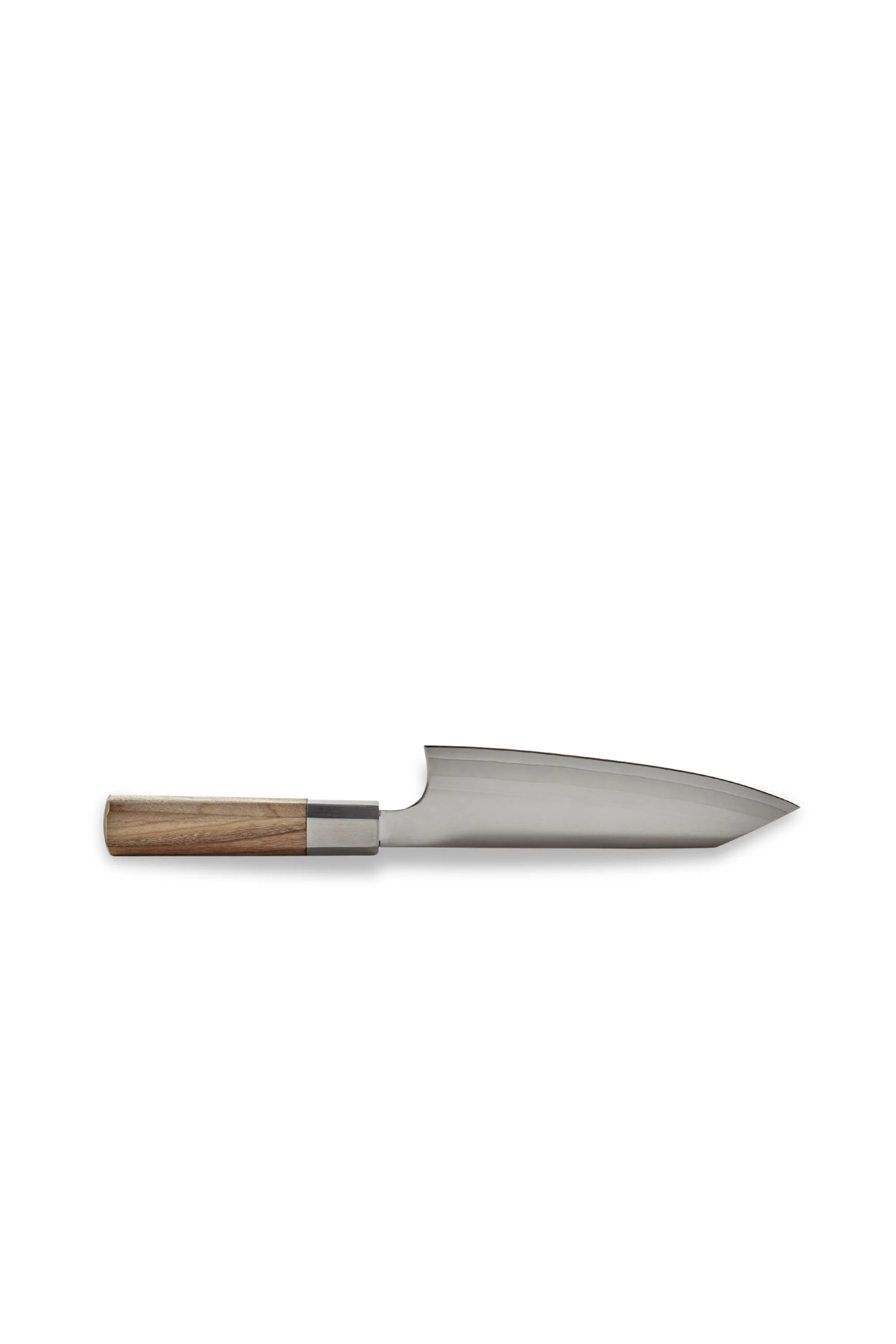 Knife with a wooden handle on a white background