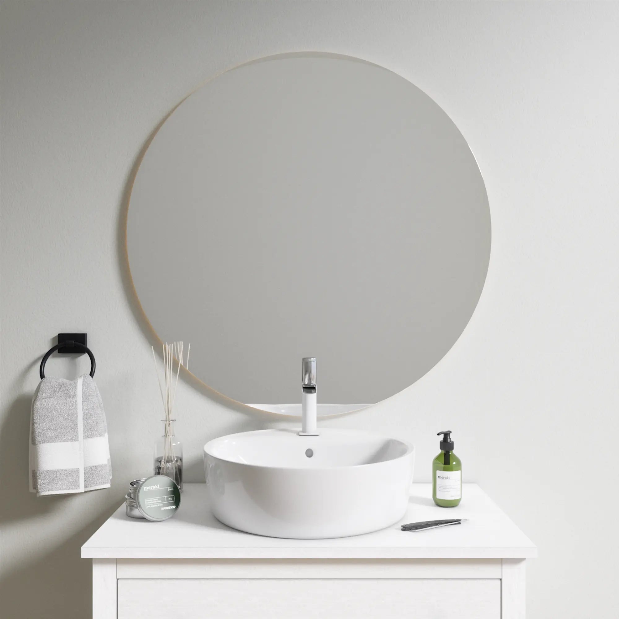 Illuminated Round Mirror for Bathroom and Dressing Room 