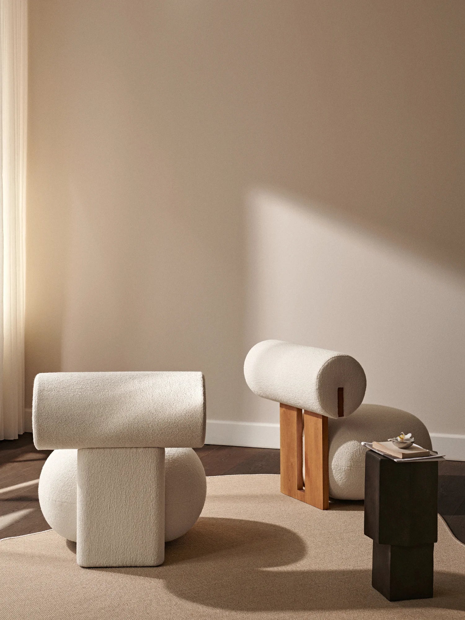 NORR11 Quartz Side Table, a modern, elegant side table with a distinct stacked cubic design in dark gray, perfect for contemporary living spaces. This stylish and durable table adds a touch of minimalist luxury to any room.