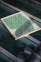 Beautiful aerial view of the Green Ocean product, a stunning blend of vibrant green and blue colors, reminiscent of a tranquil and serene ocean landscape