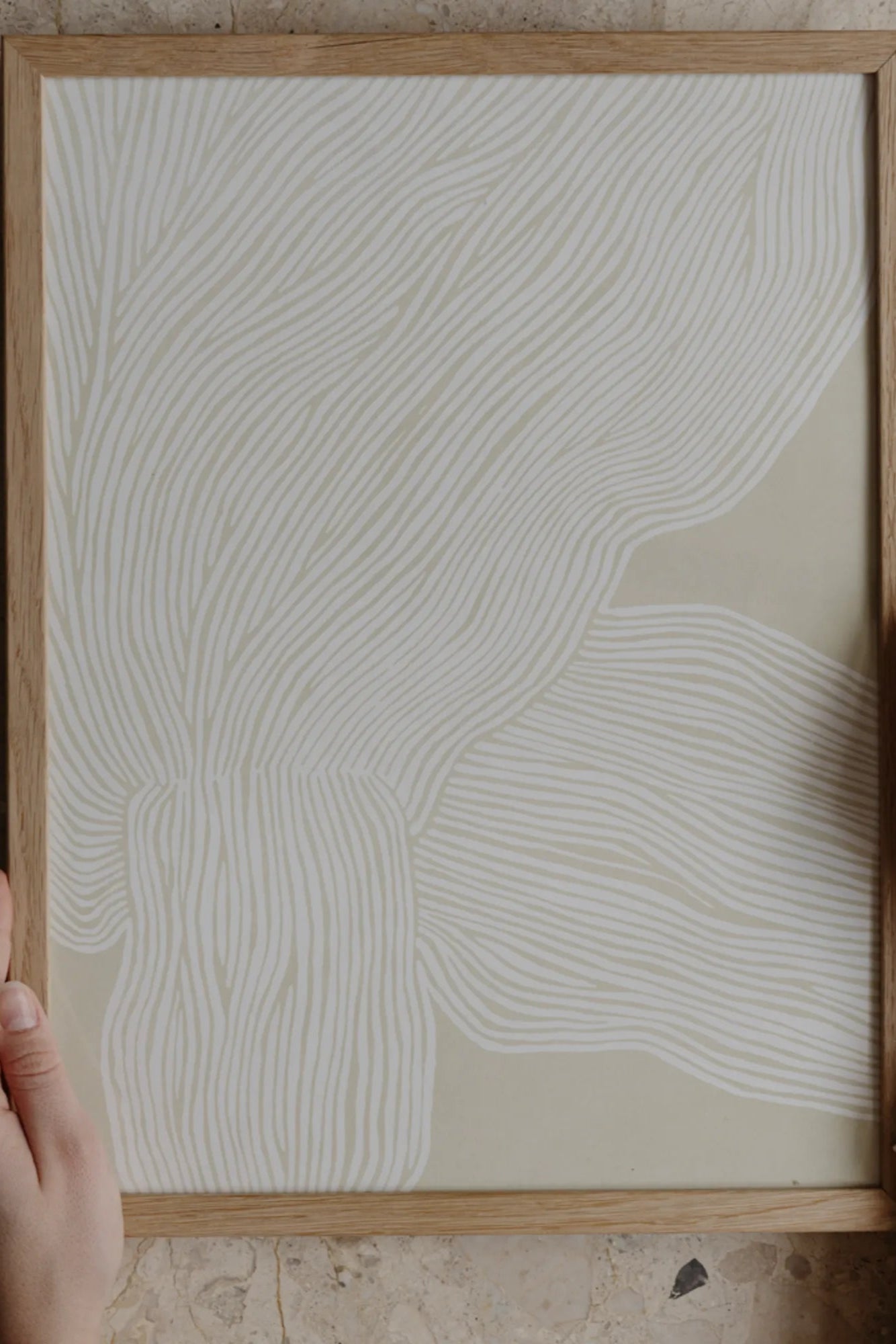 Close-up of The Line no 09 coffee mug showing the unique texture and pattern