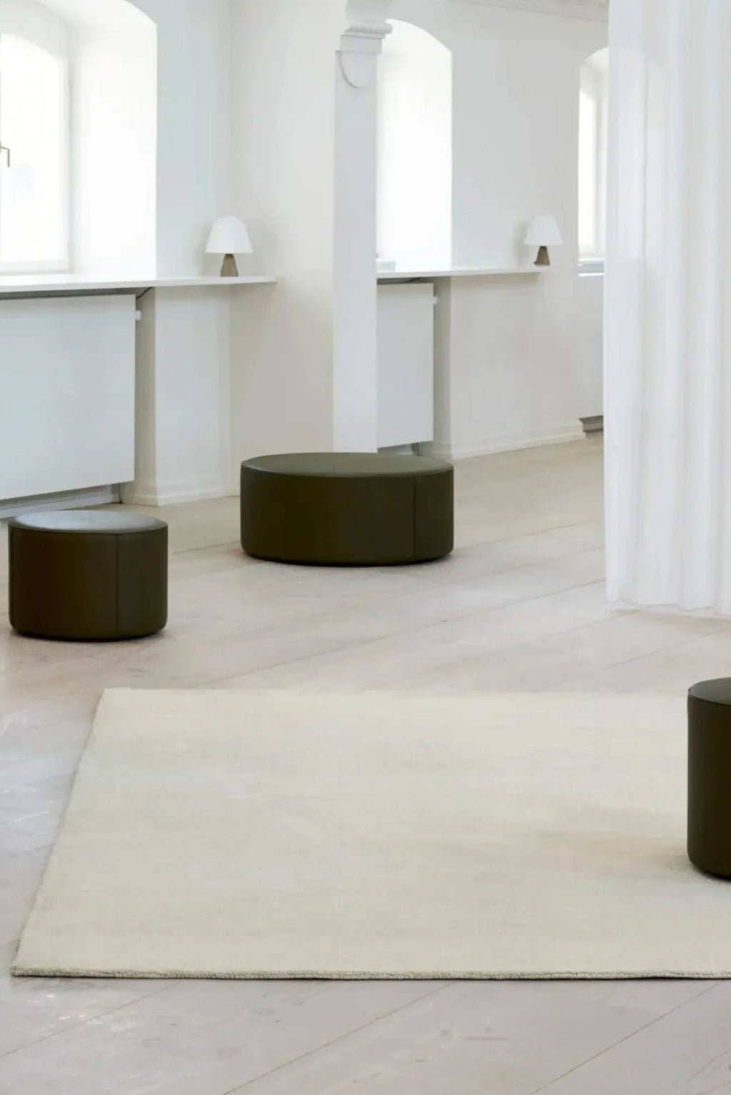  Close up of RePeat Rug's intricate weaving pattern in neutral tones 