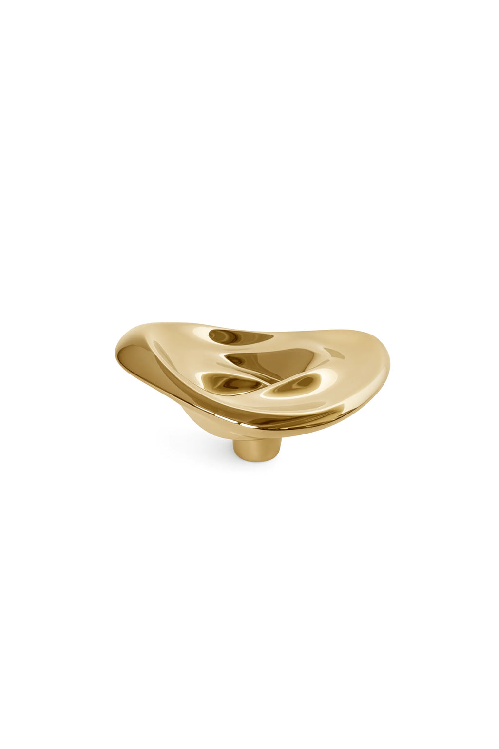 Hein Studio Ripple Hook/Knob: Luxurious gold-finish wavy-shaped decorative knob with fluid lines and reflective surface, presented on a clean white background. Perfect for elegant interior design upgrades.