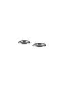 Two metallic objects on a white background