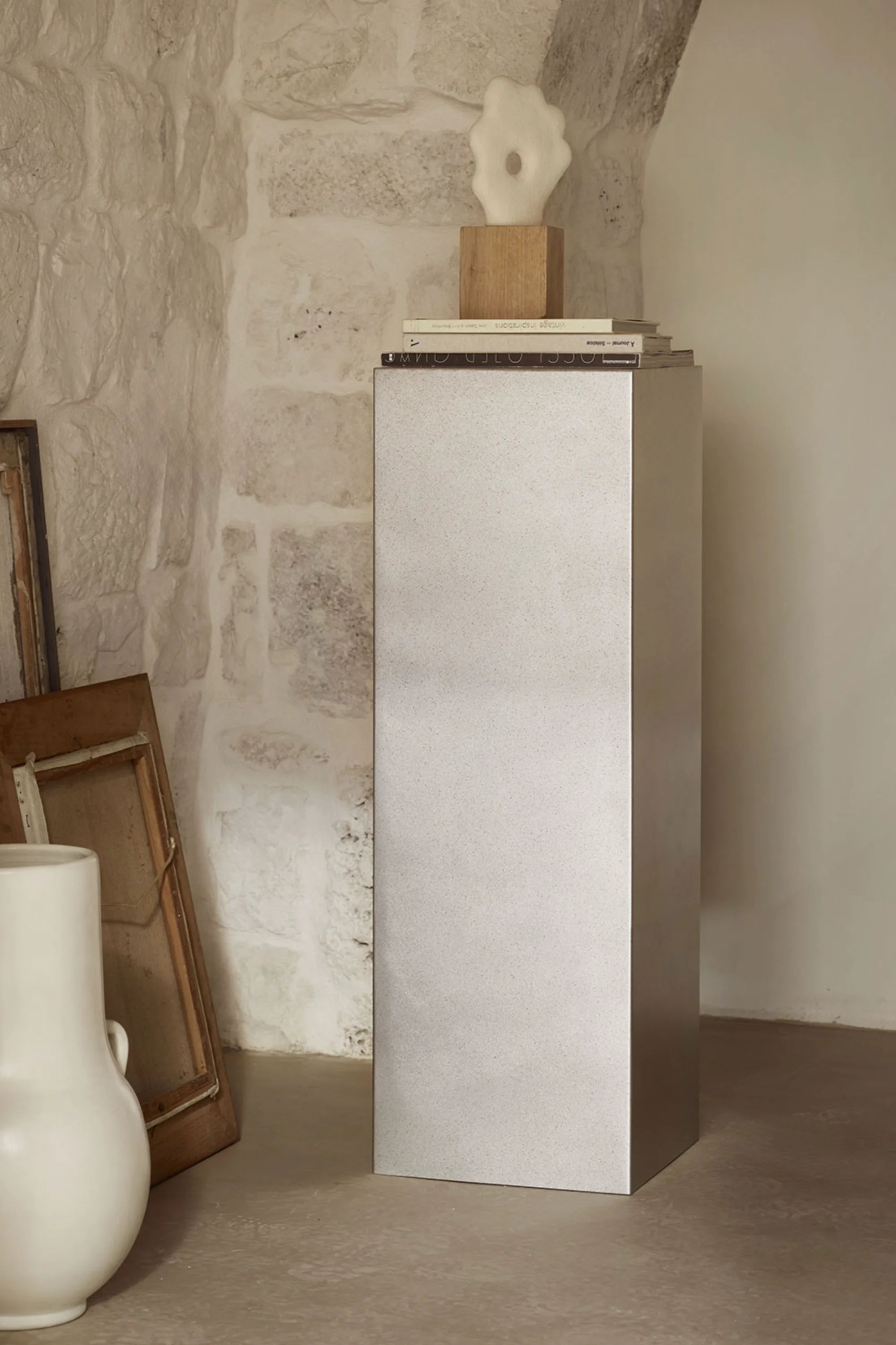 Brushed Metal Pedestal Stand