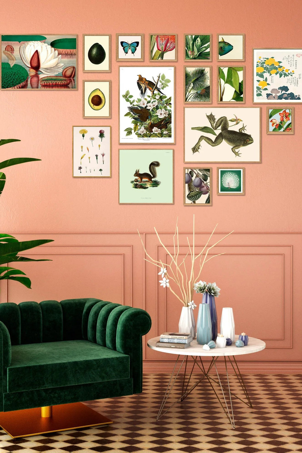 Close-up of a majestic peacock with iridescent plumage on a verdant background