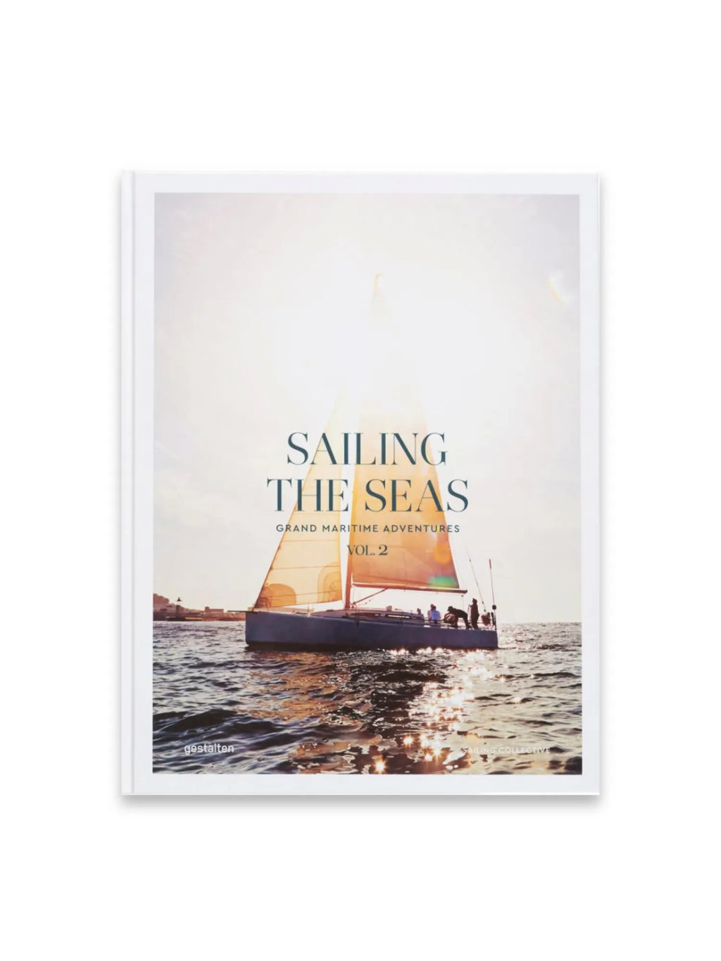 Book Sailing the Seas, a white hardcover book featuring a vibrant photo of a sailboat on sparkling blue-green water under a bright sunlit sky. This captivating maritime adventure book is perfect for sailing enthusiasts and travel literature collectors.