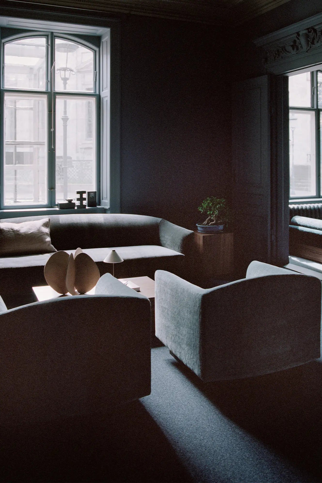 Shore Lounge Chair - Plinth in elegant gray color with matching ottoman