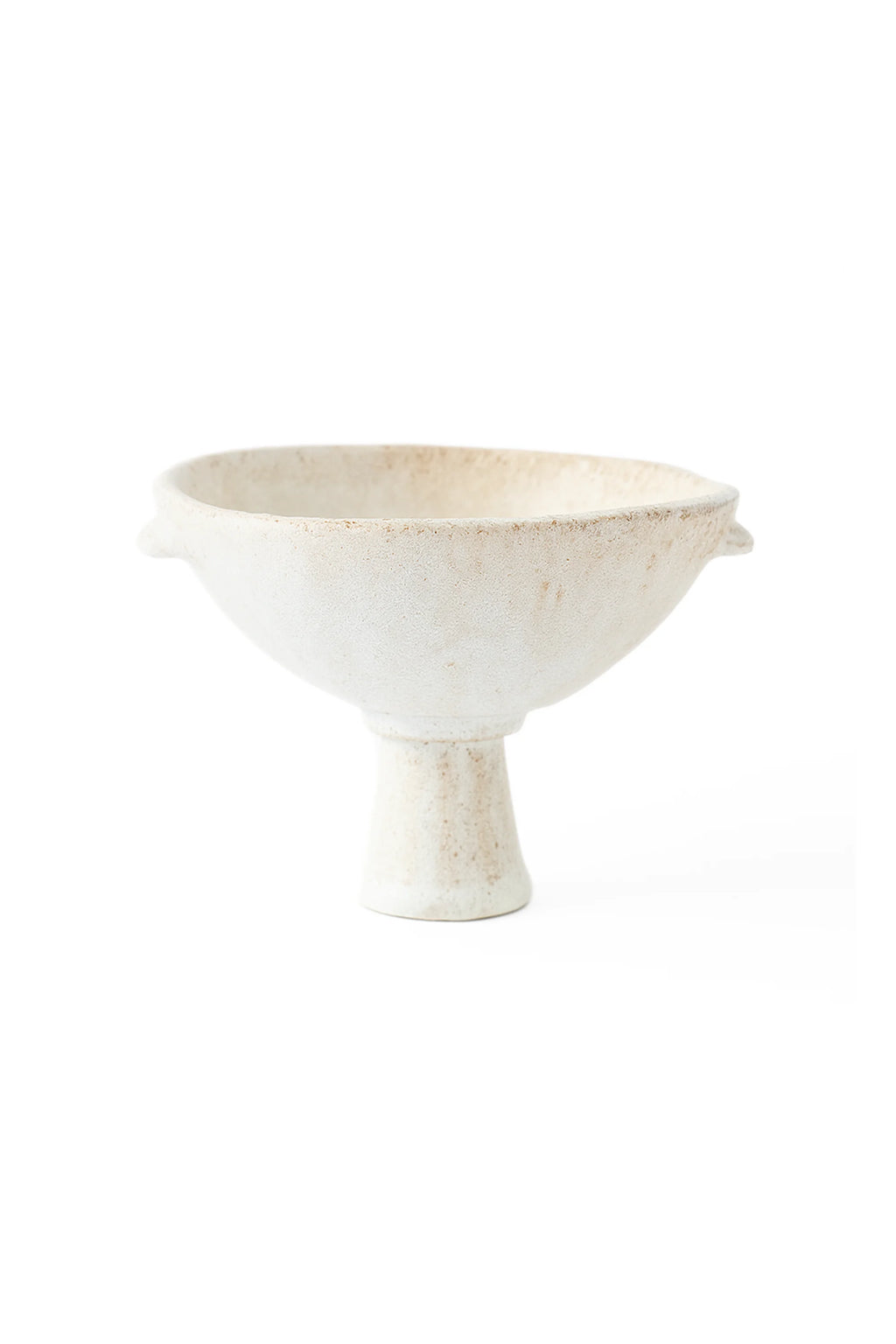 Canoa Lab Skypho Perla Footed Bowl, a classic, wide white ceramic bowl with a textured, matte finish and a substantial, elegant pedestal base, displayed on a white background.