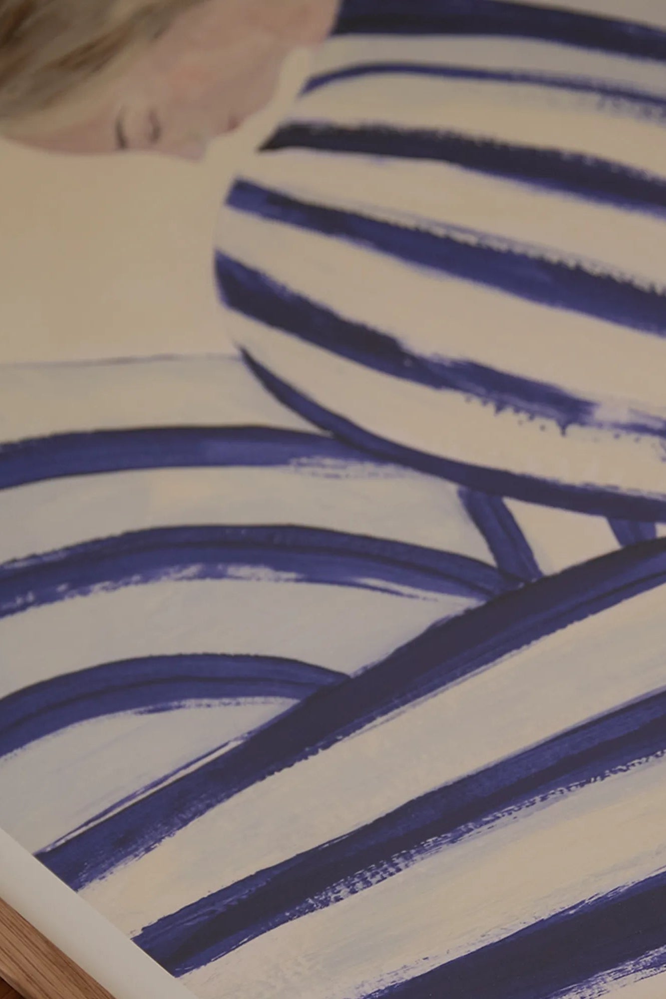 Beautiful blue striped fabric adorning the iconic Concorde aircraft in a striking display