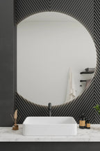  Sleek Half-Moon Mirror With Cool White Lights 