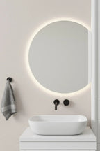 Half-Moon Mirror With Lights, Round LED Vanity Mirror for Makeup