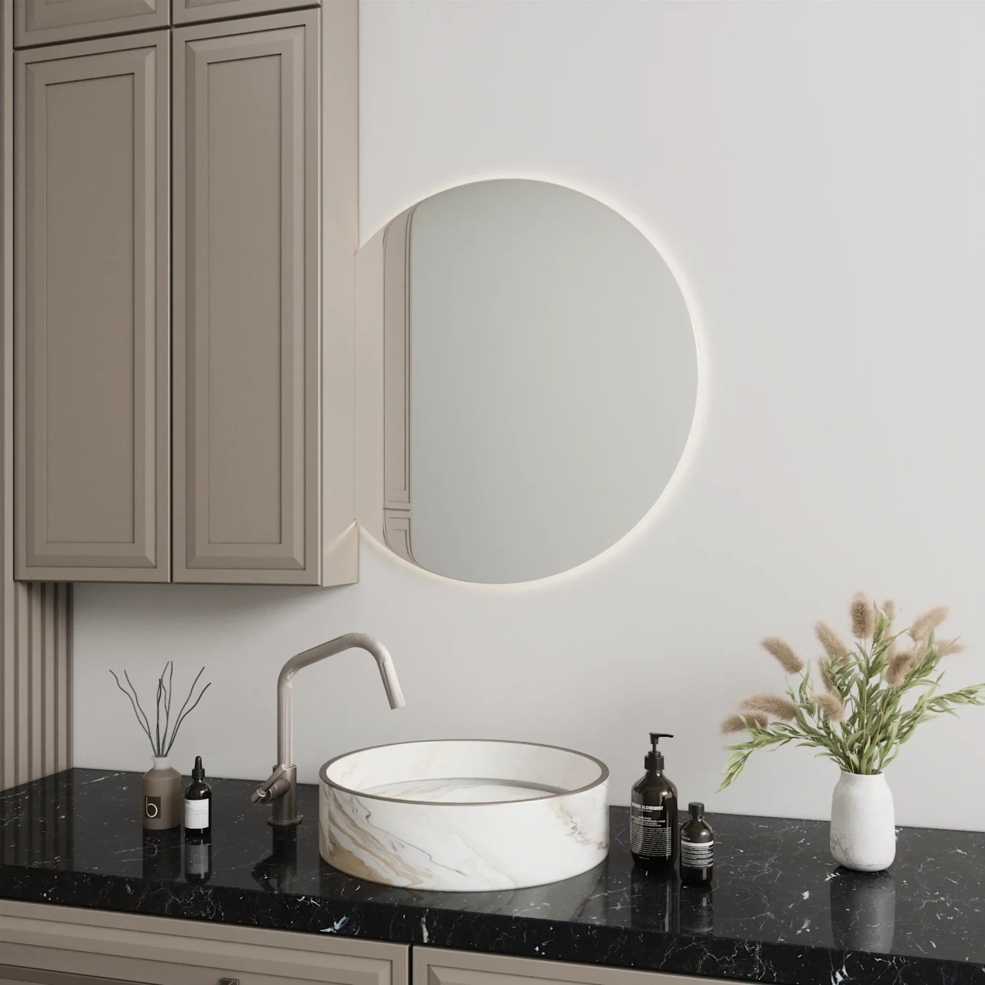  Half-Moon Mirror With Lights for makeup and vanity 
