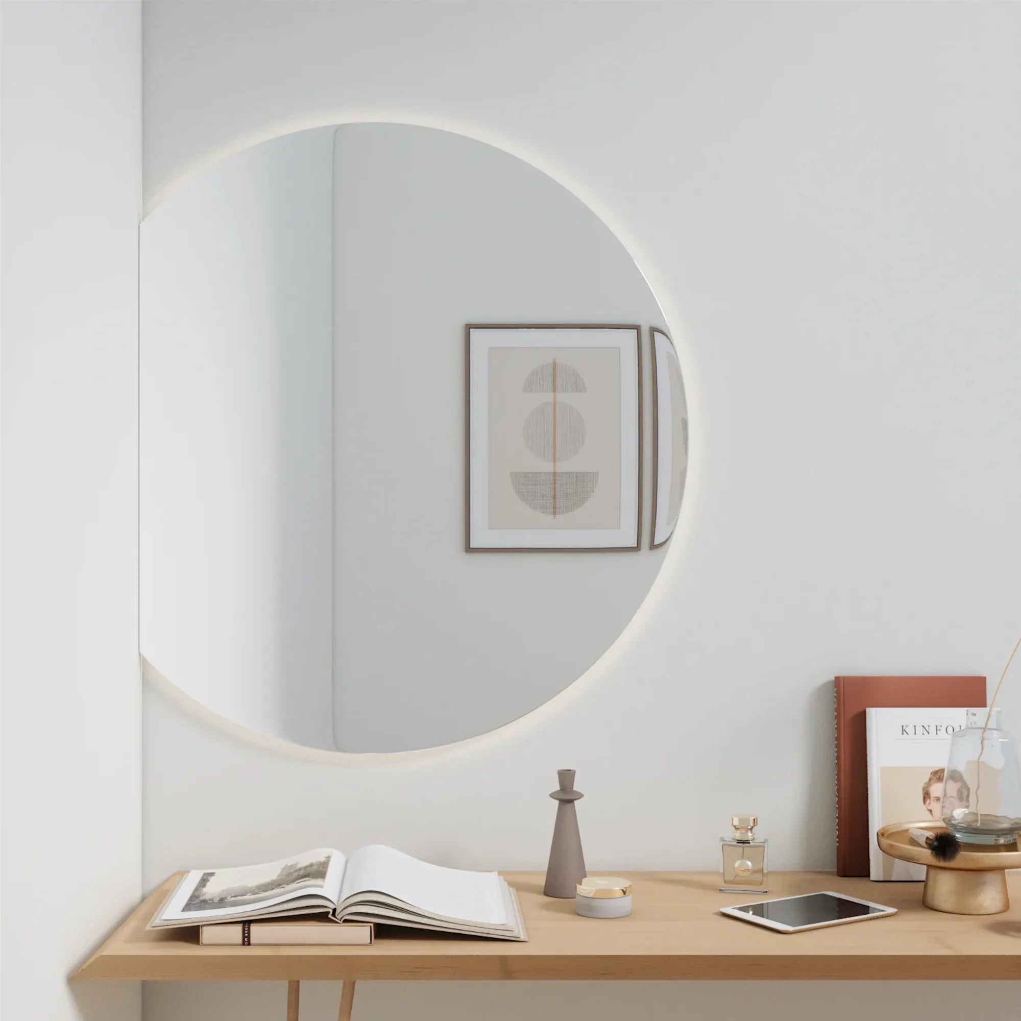  Half-Moon Mirror With Lights for bathroom and dressing room 