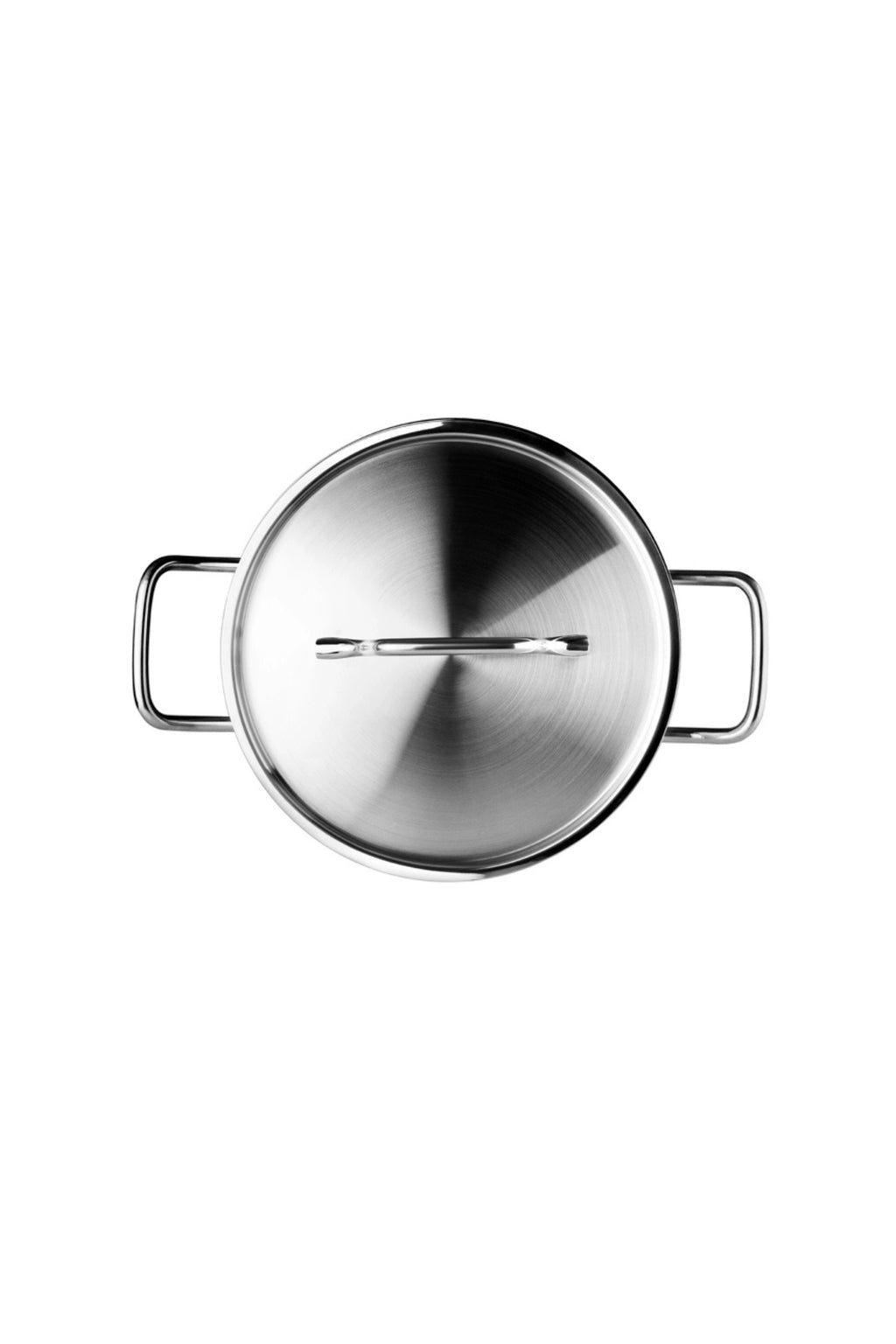 TCL Selects Stainless Steel Casserole, a sleek silver cooking pot featuring a brushed stainless steel finish on its cylindrical body and matching lid, complemented by polished, ergonomic loop handles. This modern minimalist cookware is crafted from durable stainless steel, ensuring even heating and long-lasting performance. Ideal for everyday cooking, stewing, and braising in any contemporary kitchen.