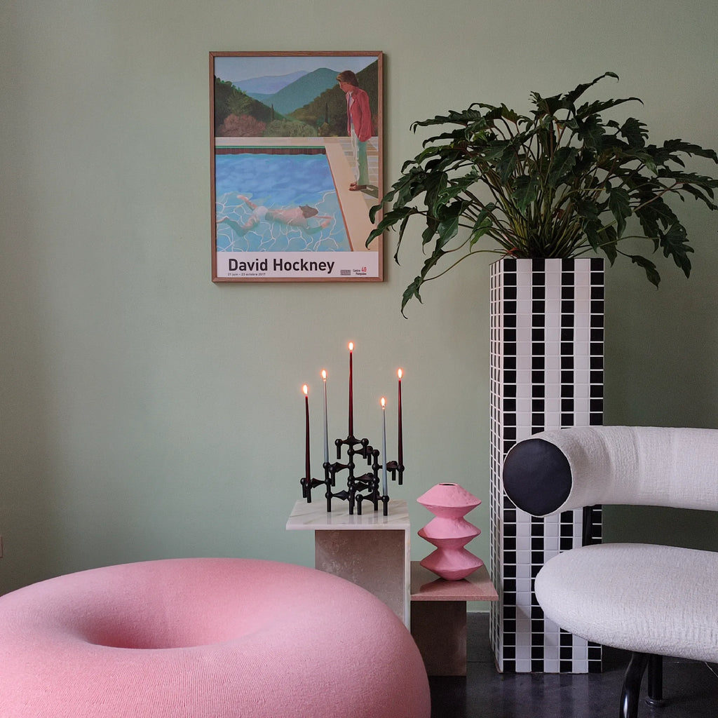 Elegant and versatile black modular candle holder in first configuration