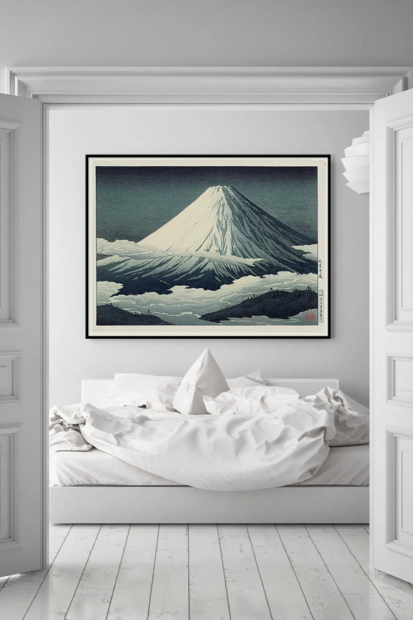 Beautiful panoramic view of snow-capped Mount Fuji, the highest peak in Japan