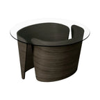 No7 Coffee Table Ø70 in elegant black finish with round design and wooden legs