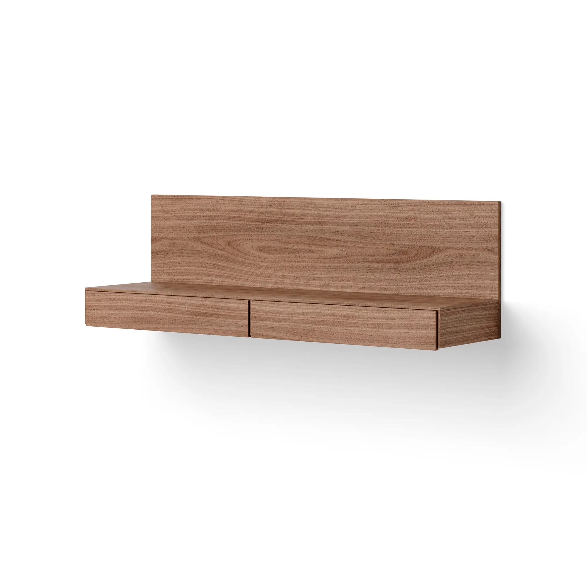 Modern wall mounted media module with shelves and drawers for storage