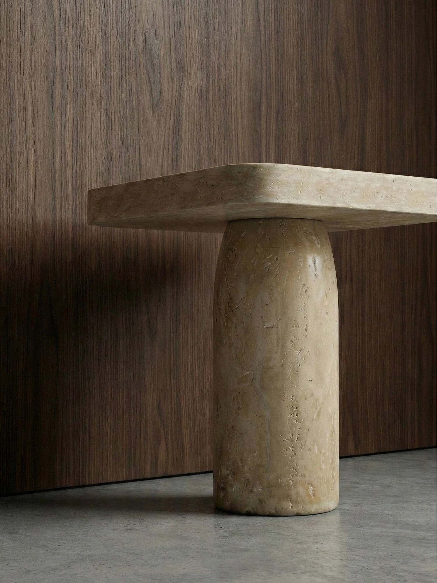 Tau Travertine Side Table by TCL Studios - THAT COOL LIVING