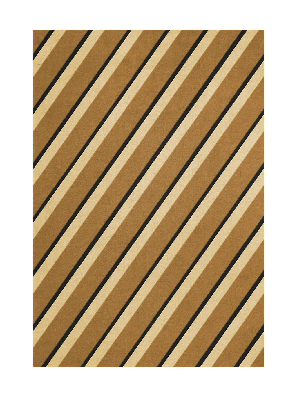 Layered Diagonal Wool Rug, a modern wool rug featuring bold diagonal stripes in varying shades of brown, beige, and black. Perfect for adding a stylish accent to any living room or bedroom decor.