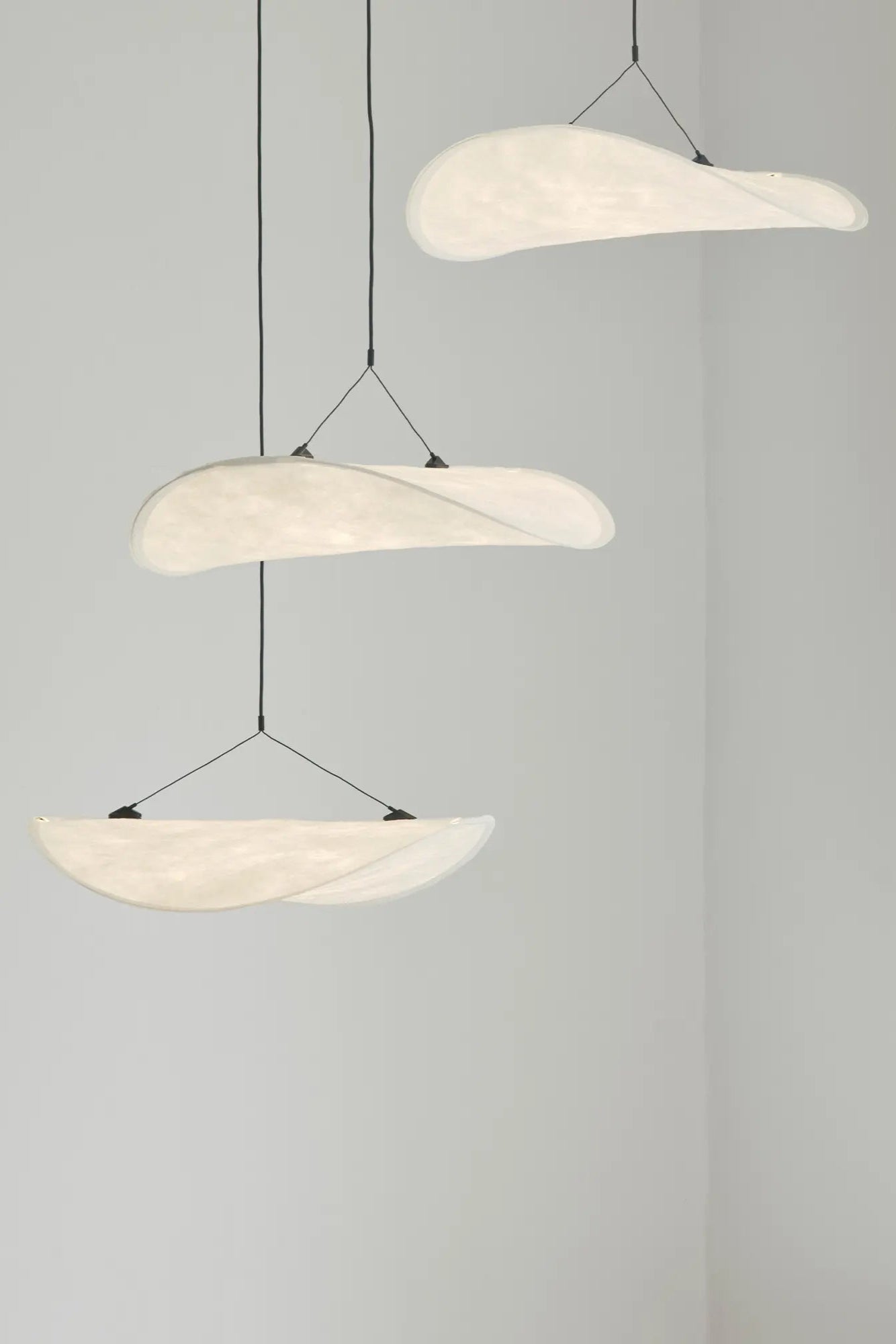 Modern Tense Chandelier with 55-inch diameter, featuring sleek design and ambient lighting