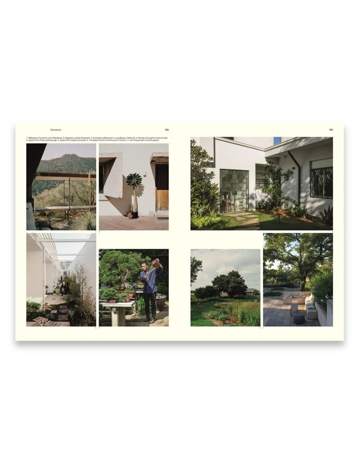 Book The Monocle Book of Homes, showcasing an open spread with multiple vibrant photographs of modern home exteriors and gardens, including lush greenery, contemporary architecture, and elegant outdoor living spaces. This inspiring design book is ideal for homeowners and interior design enthusiasts seeking sophisticated global home and garden ideas.