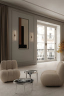 Phantom Side Table - Low in luxurious dark walnut finish with brass details