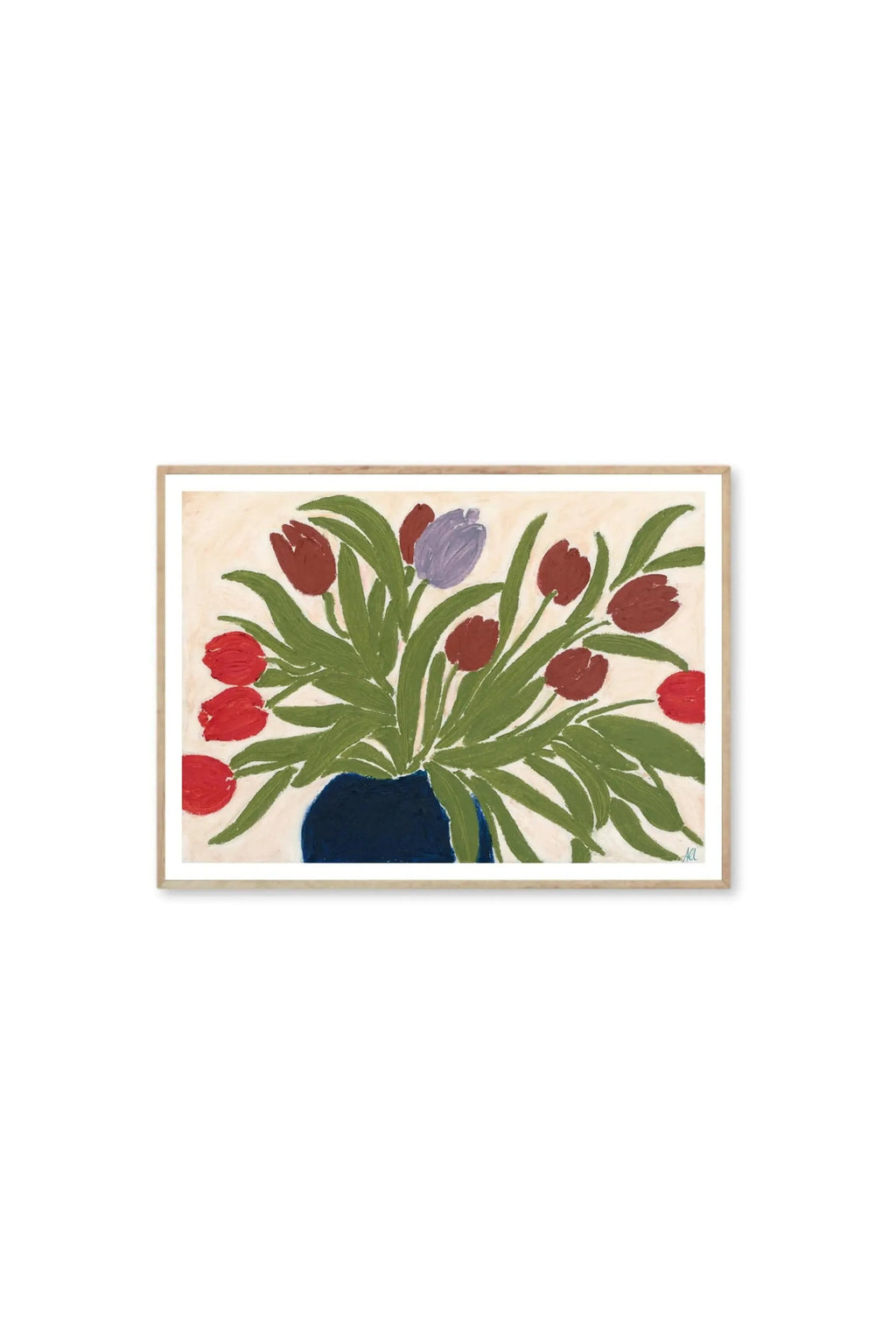 Tulips in a Blue Vase - Art Print