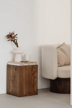 Coi Wood Pillar candle stand set with a sleek and minimalist aesthetic