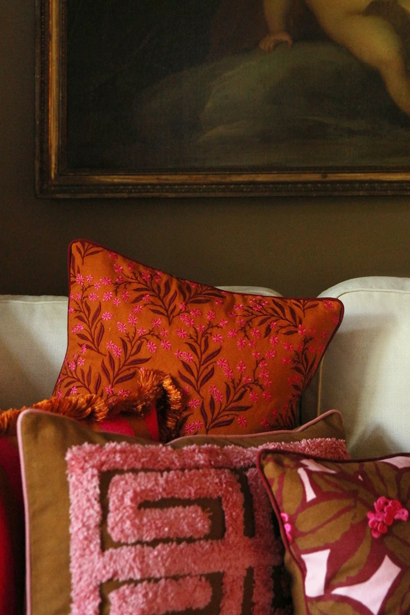  Sophisticated Audrey Cushion Cover in champagne with intricate lace detail