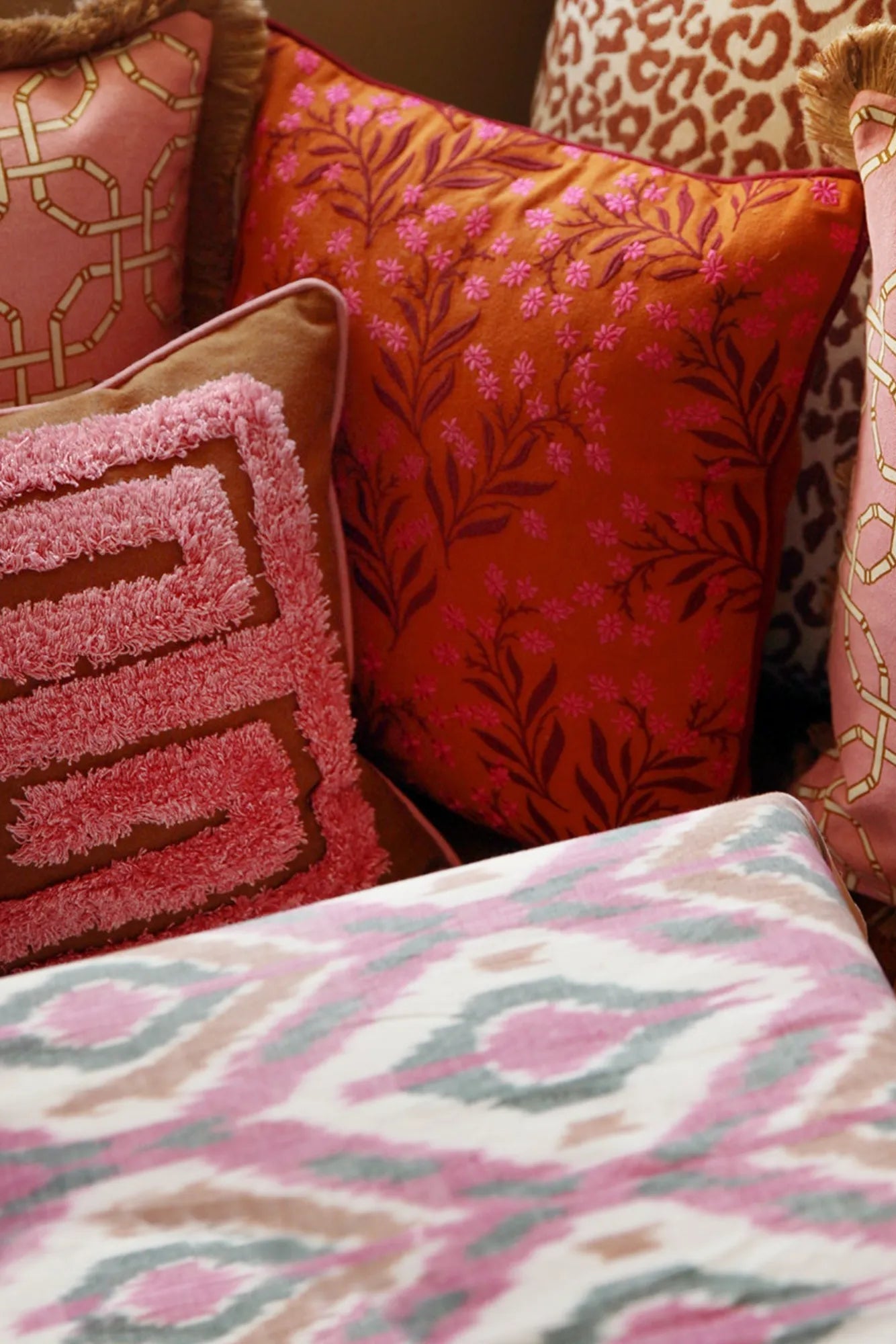 Beautiful Cleo Cushion Cover made of soft, luxurious fabric with intricate floral pattern, perfect for adding a touch of elegance to any living space