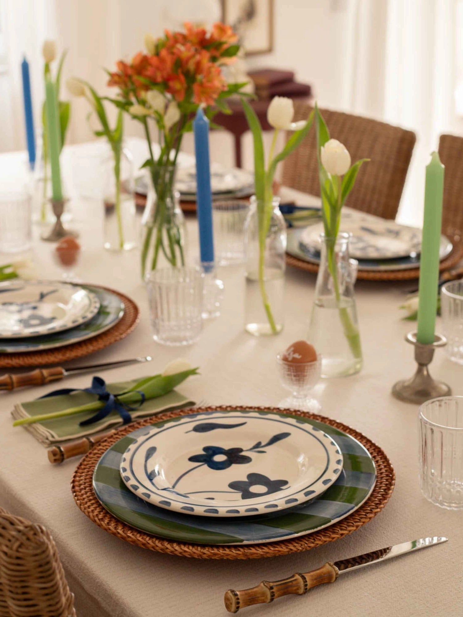 Blue Flowers Hand-Painted Dessert Plate - Set of 4 by Valsa Home - THAT COOL LIVING