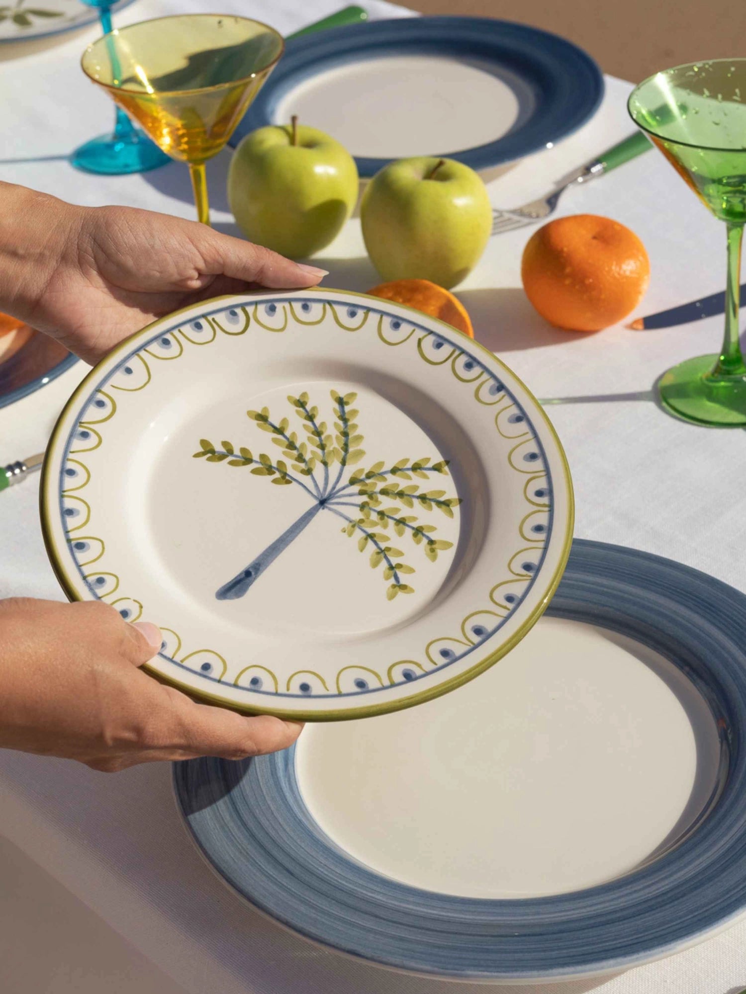 Coqueiro Hand-Painted Dessert Plate - Set of 4 by Valsa Home - THAT COOL LIVING